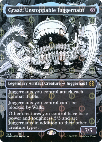 Graaz, Unstoppable Juggernaut (Borderless Manga Step-and-Compleat Foil) [Phyrexia: All Will Be One] - The Mythic Store | 24h Order Processing