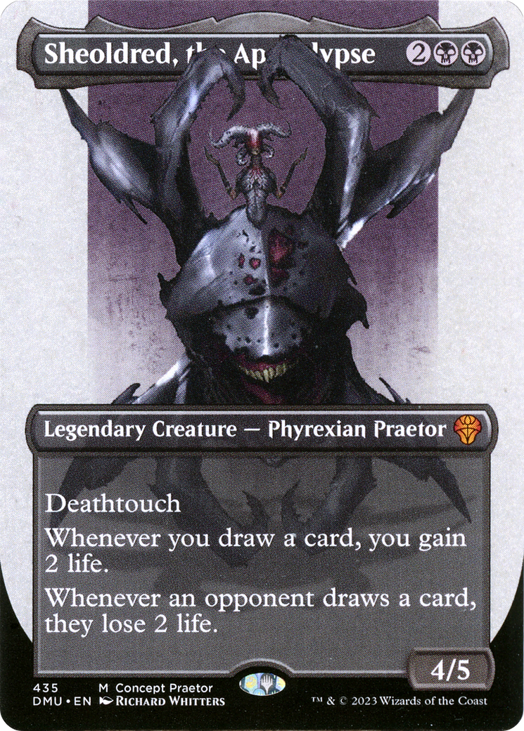 Sheoldred, the Apocalypse (Borderless Concept Praetors) [Phyrexia: All Will Be One] - The Mythic Store | 24h Order Processing