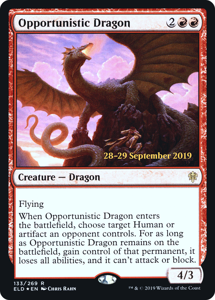 Opportunistic Dragon [Throne of Eldraine Prerelease Promos] - The Mythic Store | 24h Order Processing