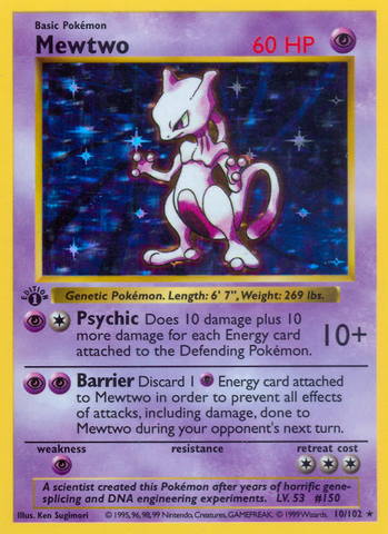 Mewtwo (10/102) (Shadowless) [Base Set 1st Edition] - The Mythic Store | 24h Order Processing