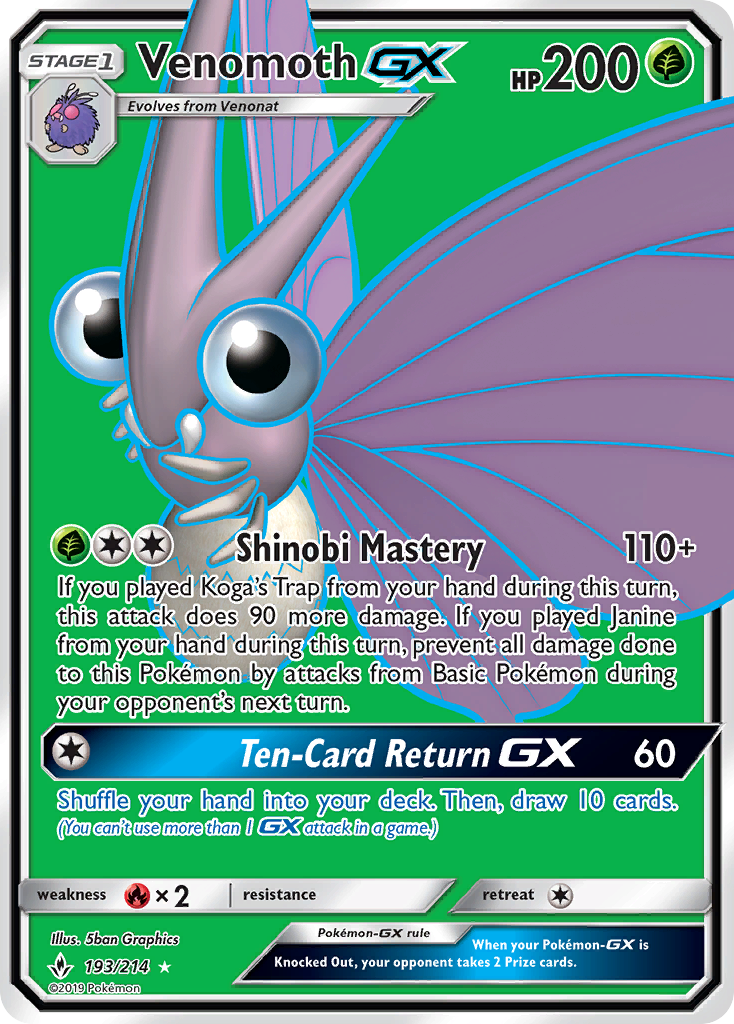 Venomoth GX (193/214) [Sun & Moon: Unbroken Bonds] - The Mythic Store | 24h Order Processing