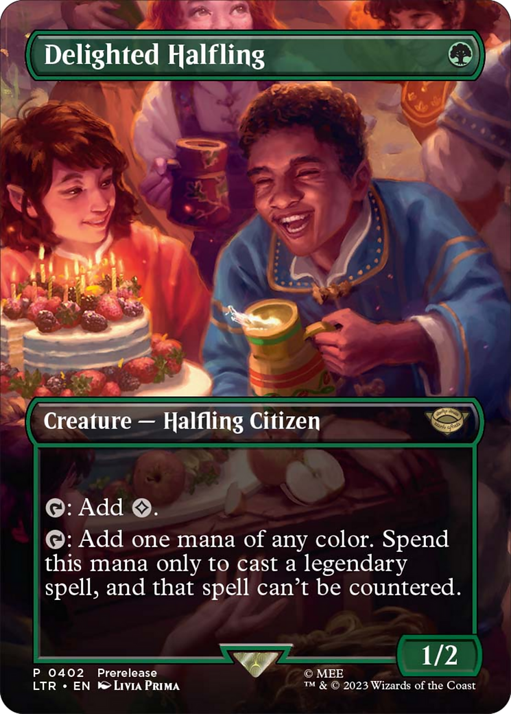 Delighted Halfling (Borderless Alternate Art) [The Lord of the Rings: Tales of Middle-Earth] - The Mythic Store | 24h Order Processing