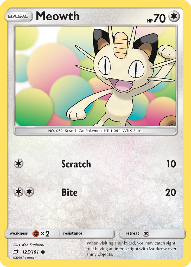 Meowth (125/181) [Sun & Moon: Team Up] - The Mythic Store | 24h Order Processing