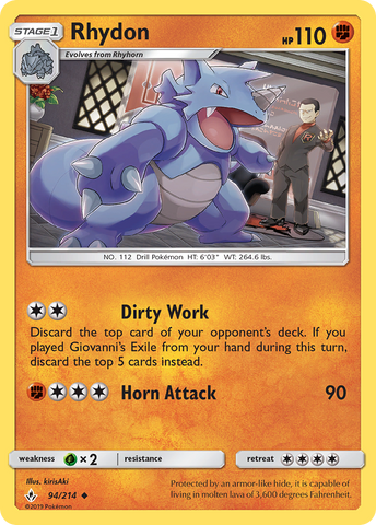Rhydon (94/214) [Sun & Moon: Unbroken Bonds] - The Mythic Store | 24h Order Processing