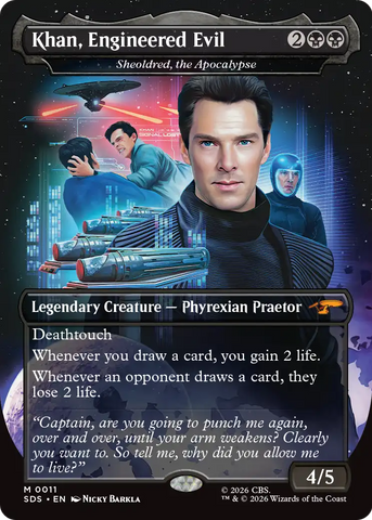 Khan, Engineered Evil - Sheoldred, the Apocalypse (Borderless) [Star Trek: Stardates] - The Mythic Store | 24h Order Processing