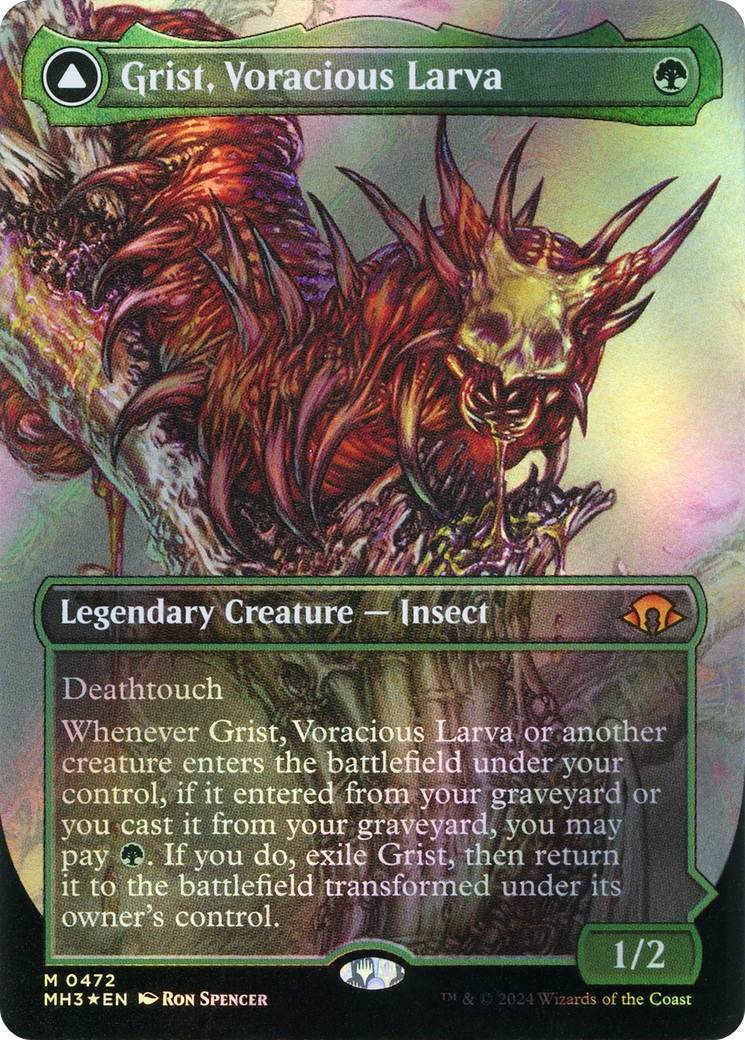 Grist, Voracious Larva // Grist, the Plague Swarm (Borderless) (Textured Foil) [Modern Horizons 3] - The Mythic Store | 24h Order Processing