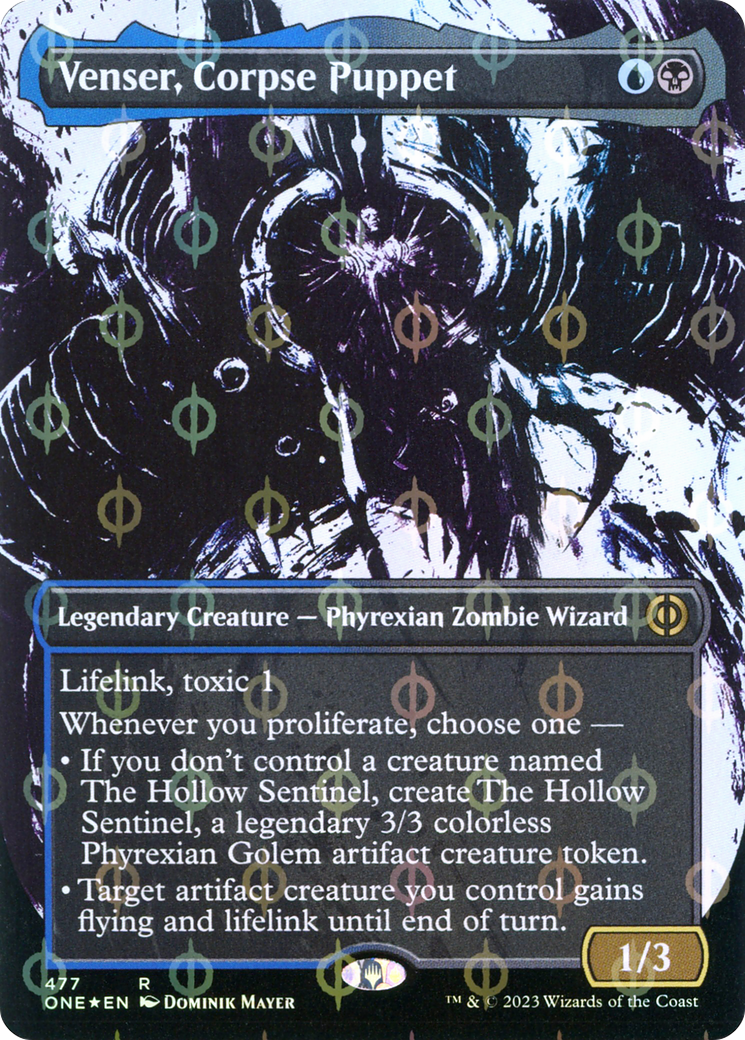 Venser, Corpse Puppet (Borderless Ichor Step-and-Compleat Foil) [Phyrexia: All Will Be One] - The Mythic Store | 24h Order Processing
