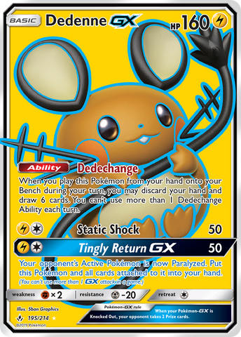 Dedenne GX (195/214) [Sun & Moon: Unbroken Bonds] - The Mythic Store | 24h Order Processing