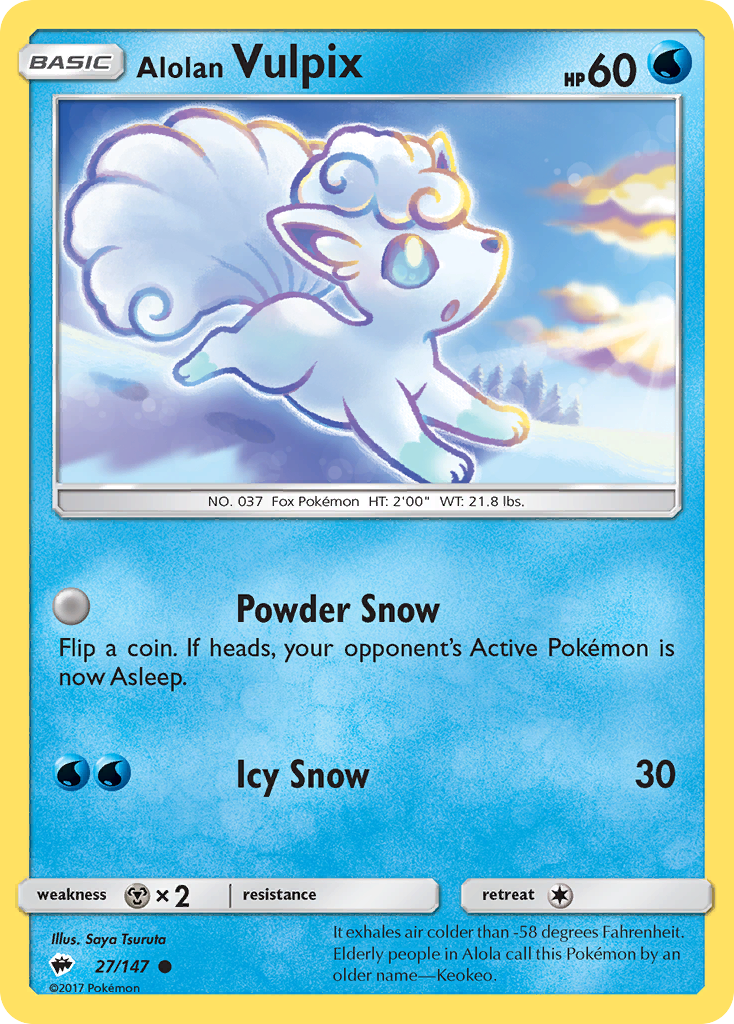 Alolan Vulpix (27/147) [Sun & Moon: Burning Shadows] - The Mythic Store | 24h Order Processing