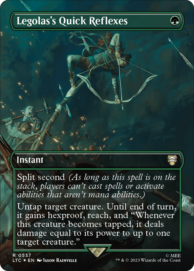 Legolas's Quick Reflexes (Borderless) (Surge Foil) [The Lord of the Rings: Tales of Middle-Earth Commander] - The Mythic Store | 24h Order Processing