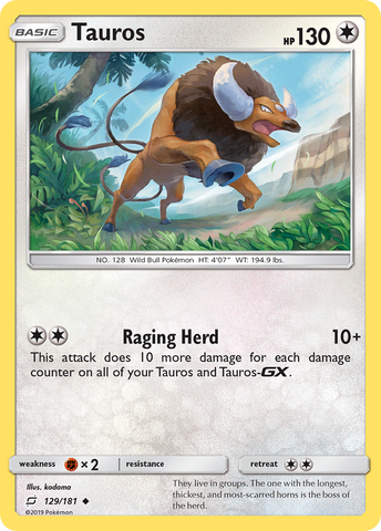 Tauros (129/181) [Sun & Moon: Team Up] - The Mythic Store | 24h Order Processing