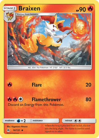 Braixen (16/131) [Sun & Moon: Forbidden Light] - The Mythic Store | 24h Order Processing