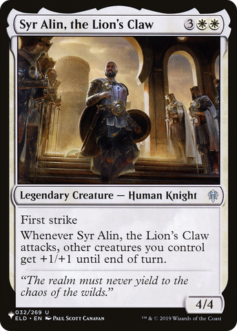 Syr Alin, the Lion's Claw [The List] - The Mythic Store | 24h Order Processing