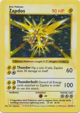 Zapdos (16/102) [Base Set Shadowless Unlimited] - The Mythic Store | 24h Order Processing