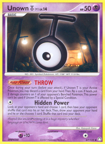 Unown T (67/123) [Diamond & Pearl: Mysterious Treasures] - The Mythic Store | 24h Order Processing
