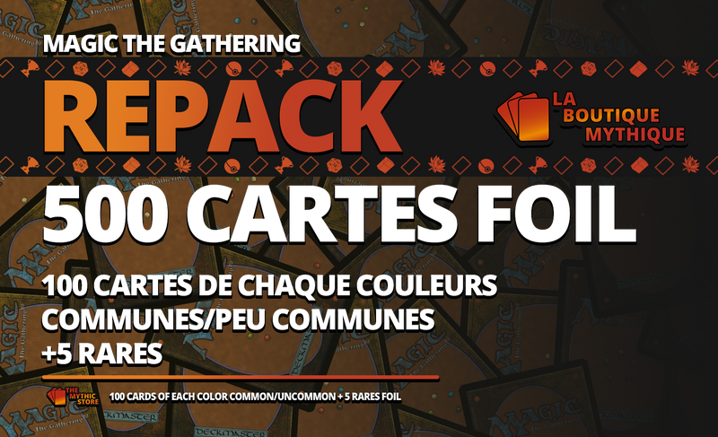 MTG Bulk Repack FOIL: 500 Cards (5 Colors) + 5 Rares - The Mythic Store | 24h Order Processing
