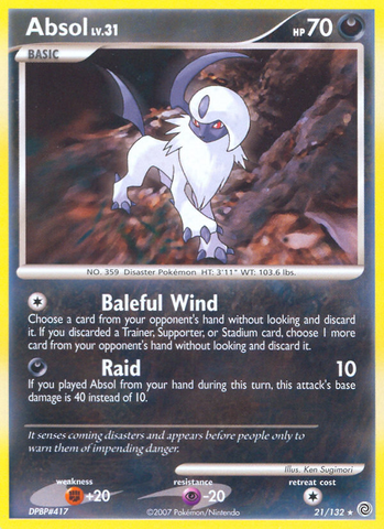 Absol (21/132) [Diamond & Pearl: Secret Wonders] - The Mythic Store | 24h Order Processing