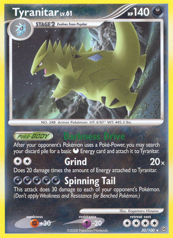 Tyranitar (30/100) (Theme Deck Exclusive) [Diamond & Pearl: Stormfront] - The Mythic Store | 24h Order Processing
