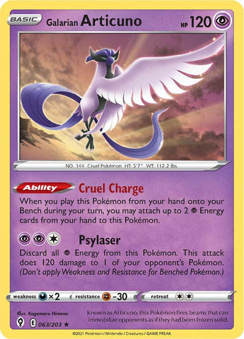 Galarian Articuno (063/203) (Theme Deck Exclusive) [Sword & Shield: Evolving Skies] - The Mythic Store | 24h Order Processing