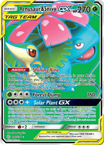 Venusaur & Snivy GX (210/236) [Sun & Moon: Cosmic Eclipse] - The Mythic Store | 24h Order Processing