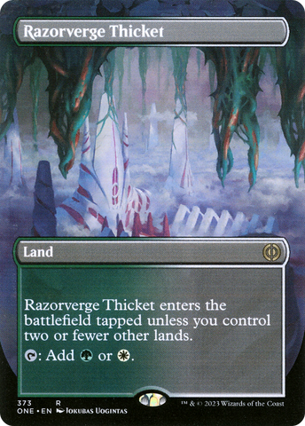 Razorverge Thicket (Borderless Alternate Art) [Phyrexia: All Will Be One] - The Mythic Store | 24h Order Processing