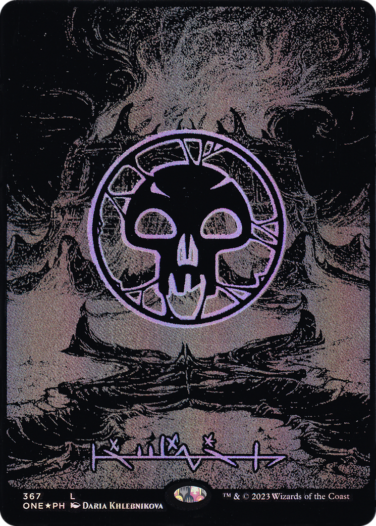 Swamp (367) (Oil Slick Raised Foil) [Phyrexia: All Will Be One] - The Mythic Store | 24h Order Processing