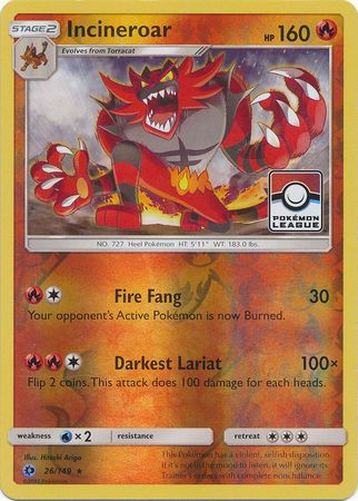 Incineroar (26/149) (League Promo) [Sun & Moon: Base Set] - The Mythic Store | 24h Order Processing