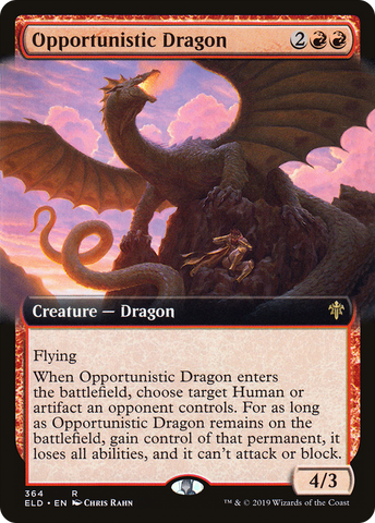 Opportunistic Dragon (Extended Art) [Throne of Eldraine] - The Mythic Store | 24h Order Processing