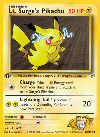 Lt. Surge's Pikachu (81/132) [Gym Heroes 1st Edition] - The Mythic Store | 24h Order Processing