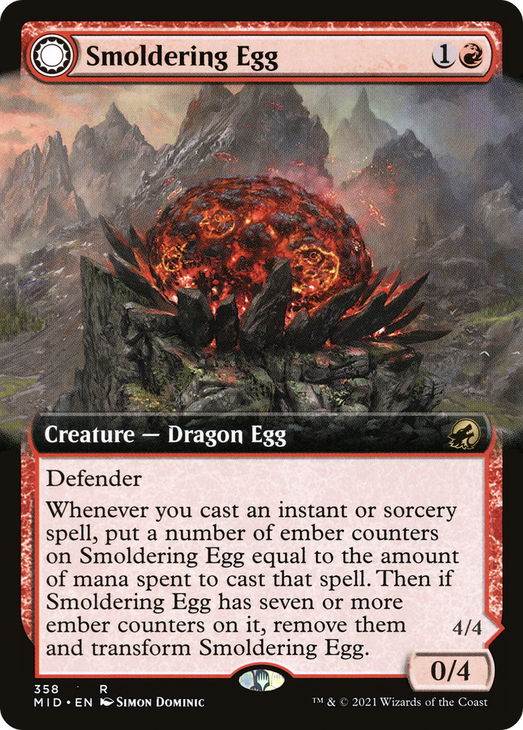 Smoldering Egg // Ashmouth Dragon (Extended Art) [Innistrad: Midnight Hunt] - The Mythic Store | 24h Order Processing