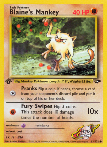 Blaine's Mankey (63/132) [Gym Challenge 1st Edition] - The Mythic Store | 24h Order Processing
