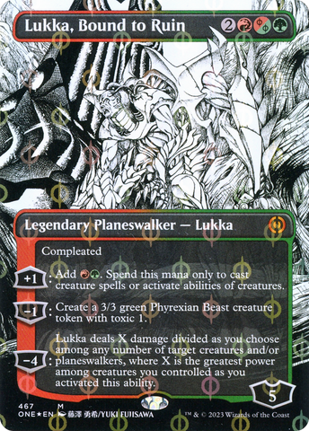 Lukka, Bound to Ruin (Borderless Manga Step-and-Compleat Foil) [Phyrexia: All Will Be One] - The Mythic Store | 24h Order Processing
