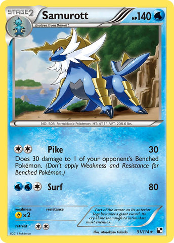 Samurott (31/114) (Theme Deck Exclusive) [Black & White: Base Set] - The Mythic Store | 24h Order Processing