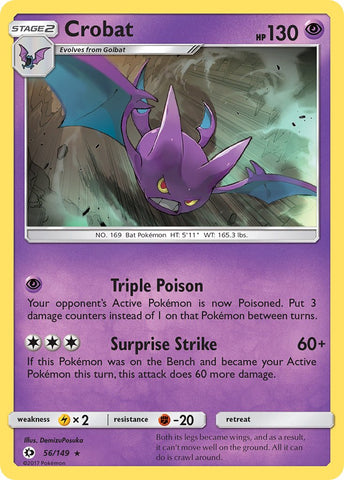 Crobat (56/149) (Prerelease Kit Exclusive) (Theme Deck Exclusive) [Sun & Moon: Base Set] - The Mythic Store | 24h Order Processing