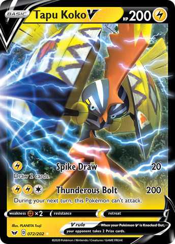 Tapu Koko V (072/202) [Sword & Shield: Base Set] - The Mythic Store | 24h Order Processing