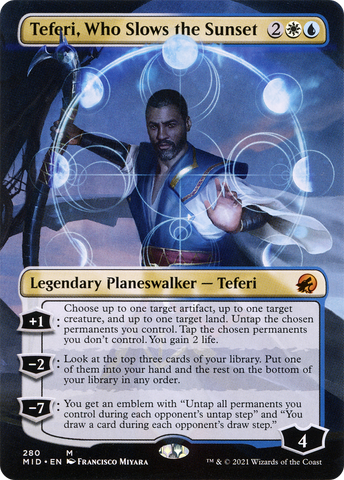Teferi, Who Slows the Sunset (Borderless) [Innistrad: Midnight Hunt] - The Mythic Store | 24h Order Processing