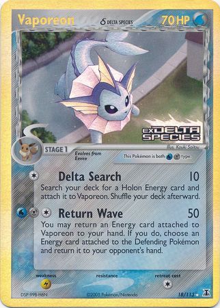 Vaporeon (18/113) (Delta Species) (Stamped) [EX: Delta Species] - The Mythic Store | 24h Order Processing