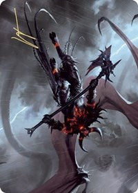 Burning-Rune Demon Art Card (Gold-Stamped Signature) [Kaldheim Art Series] - The Mythic Store | 24h Order Processing