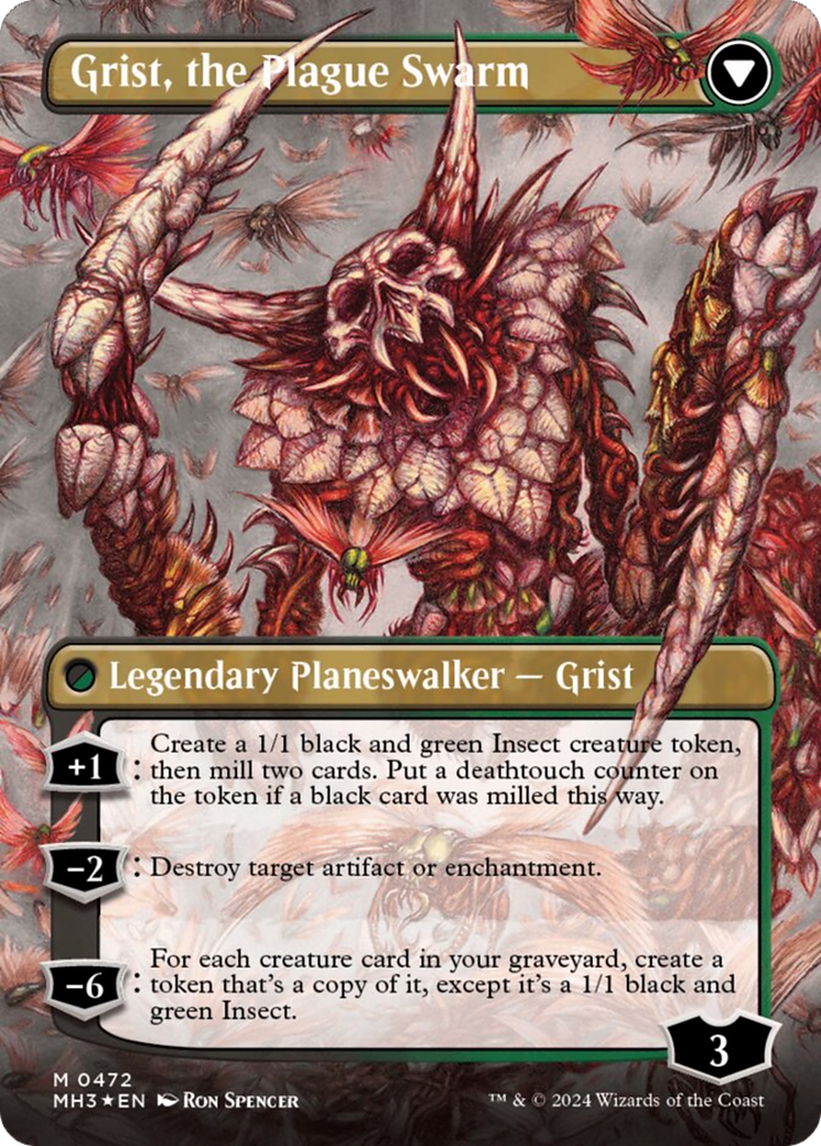 Grist, Voracious Larva // Grist, the Plague Swarm (Borderless) (Textured Foil) [Modern Horizons 3] - The Mythic Store | 24h Order Processing