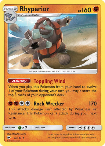 Rhyperior (67/147) (Theme Deck Exclusive) [Sun & Moon: Burning Shadows] - The Mythic Store | 24h Order Processing