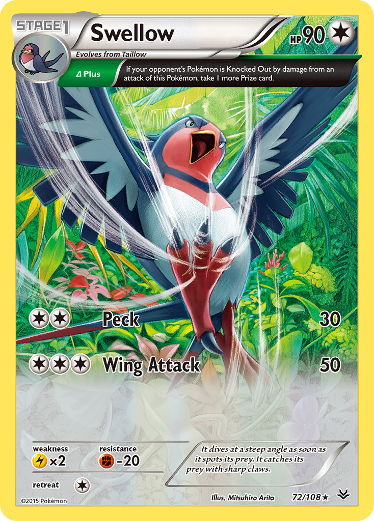 Swellow (72/108) [XY: Roaring Skies] - The Mythic Store | 24h Order Processing