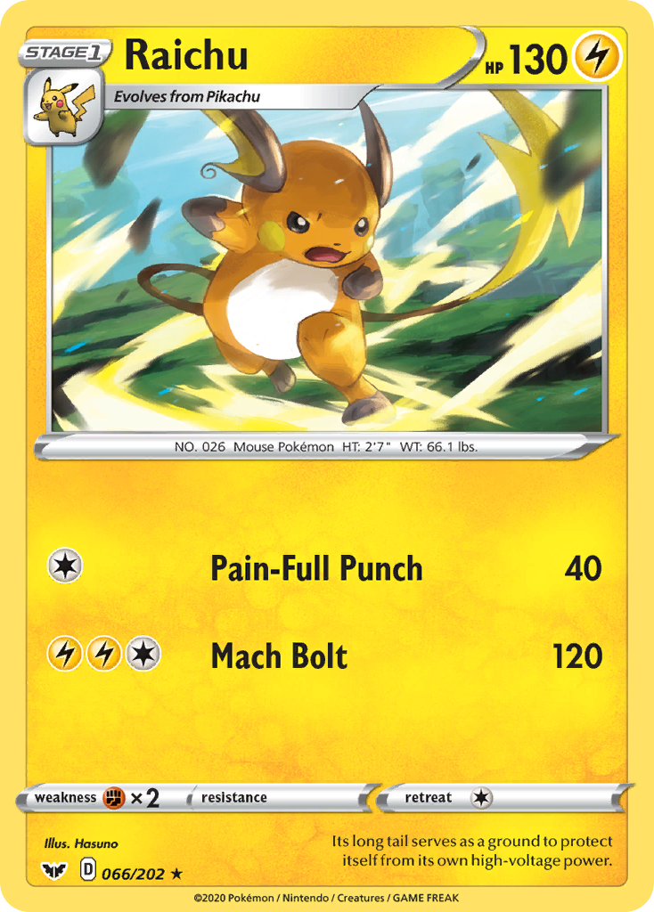 Raichu (066/202) [Sword & Shield: Base Set] - The Mythic Store | 24h Order Processing