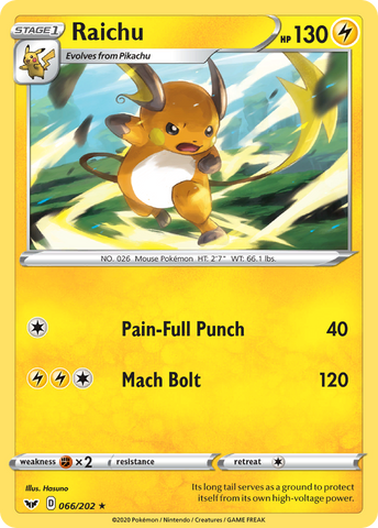 Raichu (066/202) [Sword & Shield: Base Set] - The Mythic Store | 24h Order Processing