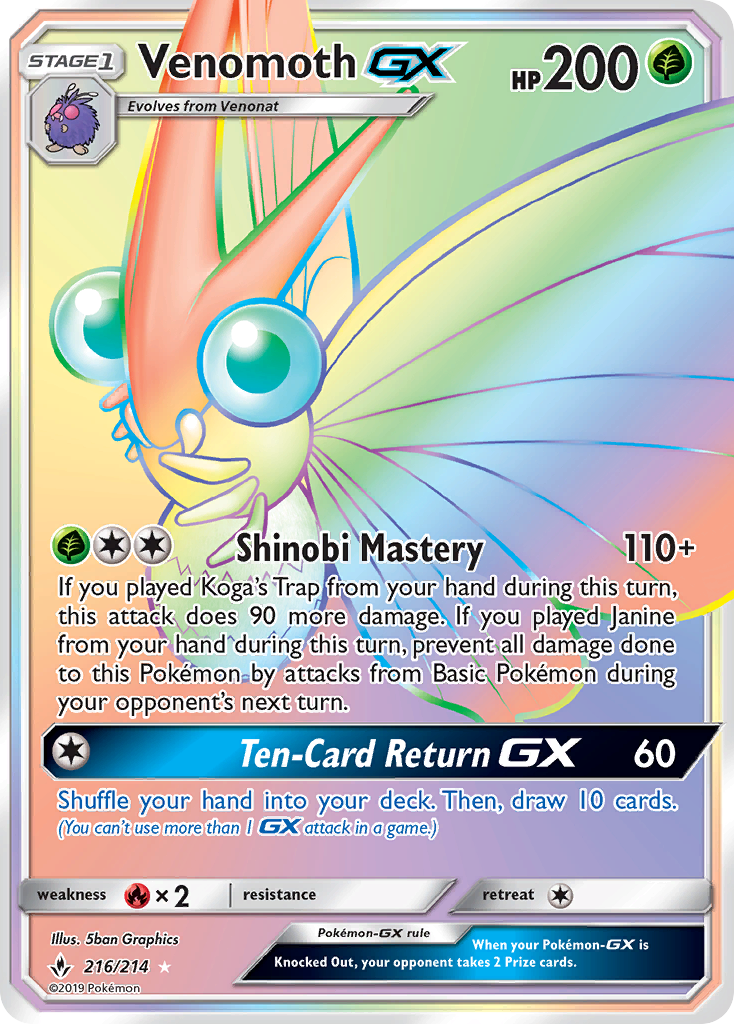 Venomoth GX (216/214) [Sun & Moon: Unbroken Bonds] - The Mythic Store | 24h Order Processing