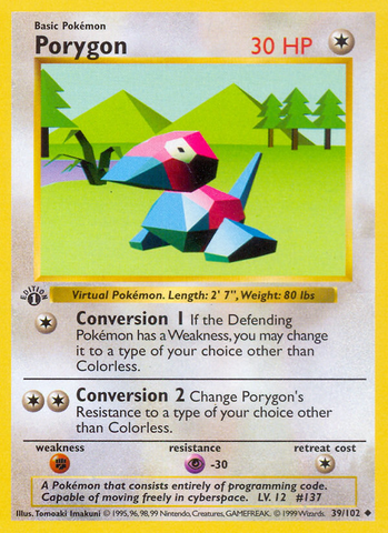 Porygon (39/102) (Shadowless) [Base Set 1st Edition] - The Mythic Store | 24h Order Processing