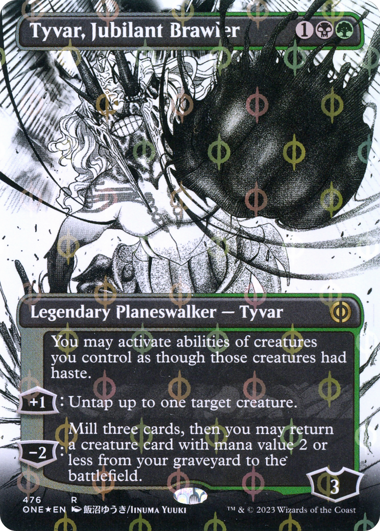 Tyvar, Jubilant Brawler (Borderless Manga Step-and-Compleat Foil) [Phyrexia: All Will Be One] - The Mythic Store | 24h Order Processing