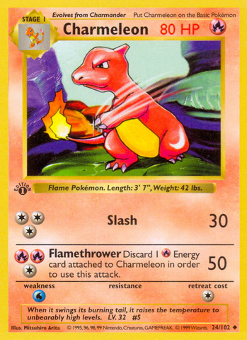 Charmeleon (24/102) (Shadowless) [Base Set 1st Edition] - The Mythic Store | 24h Order Processing