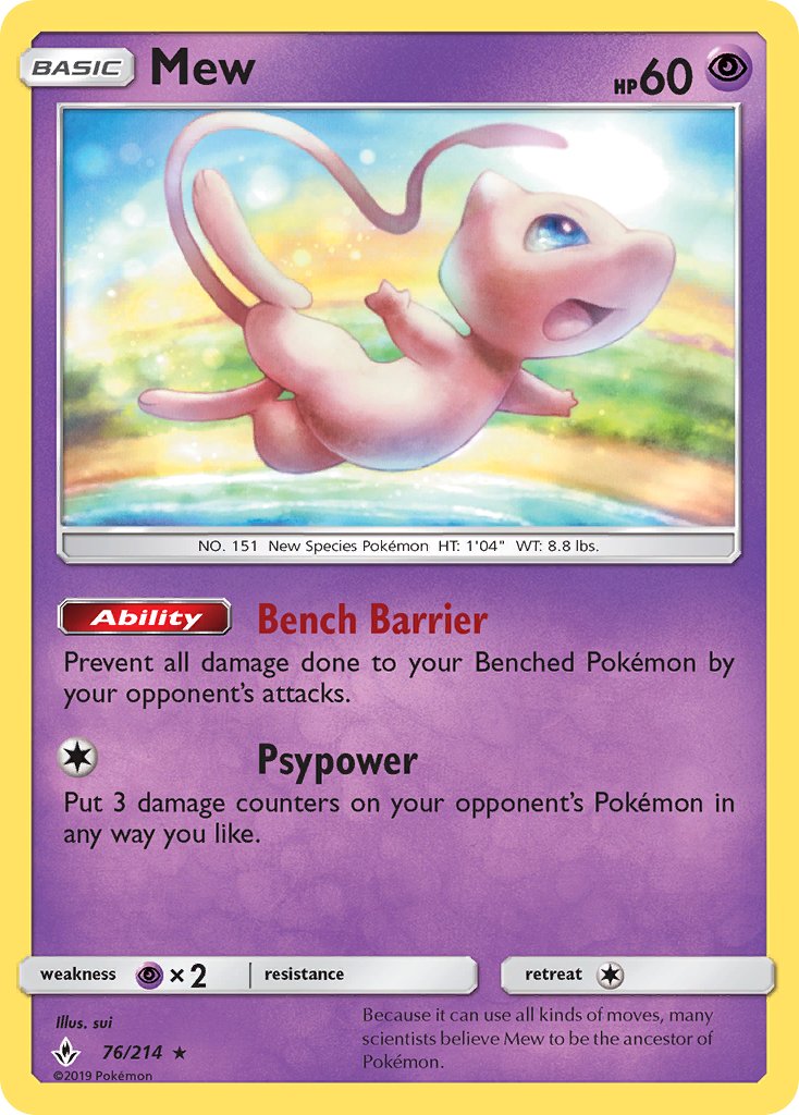 Mew (76/214) (Theme Deck Exclusive) [Sun & Moon: Unbroken Bonds] - The Mythic Store | 24h Order Processing