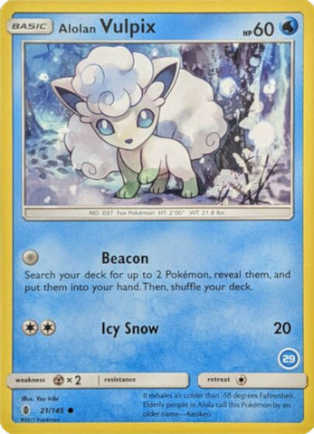 Alolan Vulpix (21/145) (Deck Exclusive #29) [Sun & Moon: Trainer Kit - Alolan Ninetales] - The Mythic Store | 24h Order Processing