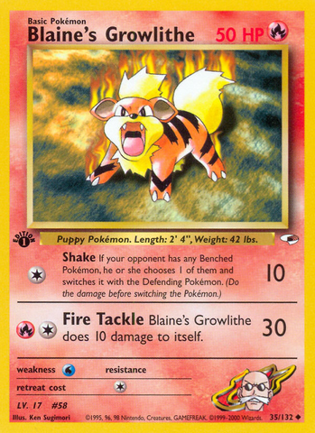 Blaine's Growlithe (35/132) [Gym Heroes 1st Edition] - The Mythic Store | 24h Order Processing